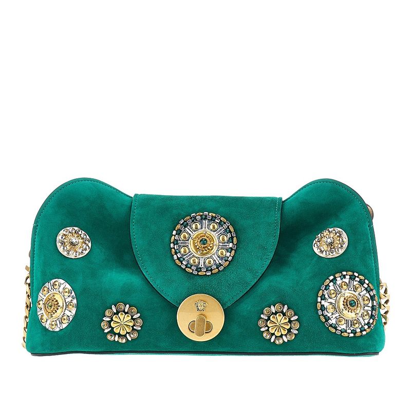 Versace Women Embroidered Suede Leather 'Vivian' Clutch